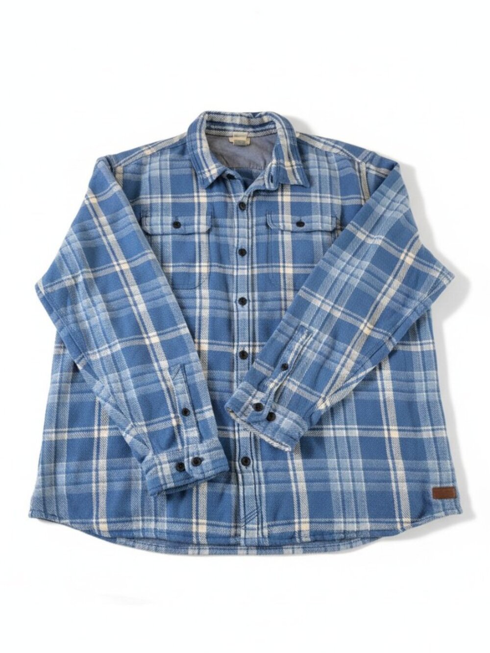 L.L. Bean Gorpcore Plaid Flannel Shacket Relaxed Oversized Blue White XXXL